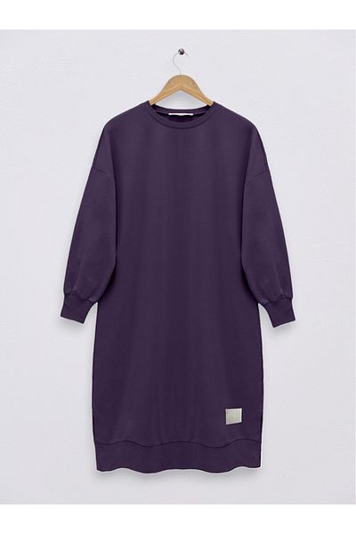 Modamorfo Lange Tunika mit Crest-Detail und Schlitz – Lila