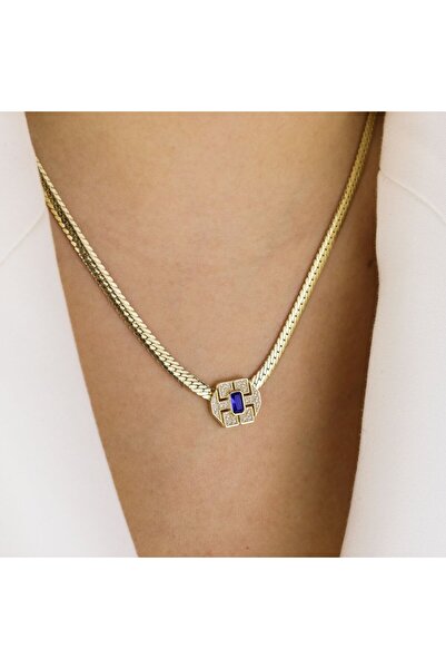 Burcu Kuyumculuk Yılan Gözü Safir Kolye