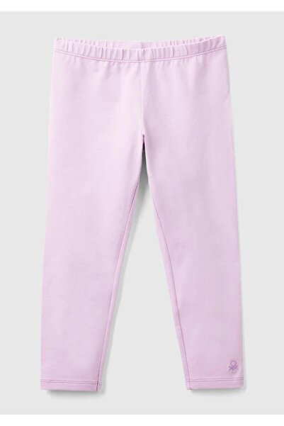 United Colors of Benetton Colanți lungi liliac pentru fete cu logo Benetton