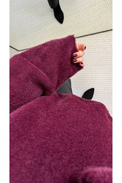 Genel Markalar Kadın Bisiklet Yaka Geniş Kol Yumoş Sakallı Kazak