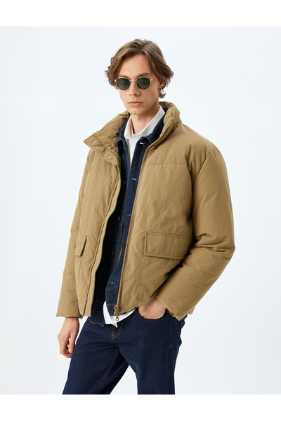 Koton Stand Collar Zippered Slim Fit Puffer Seasonal Jacket
