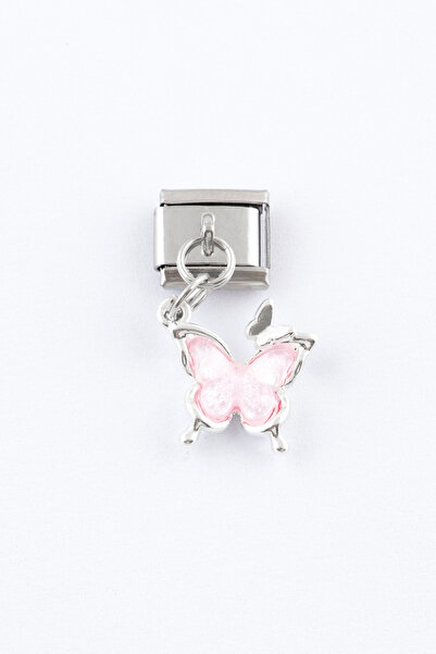 Sortie Aksesuar Kelebek Figürlü Zirkon Taşlı Paslanmaz Çelik İtalyan Charm Bi...