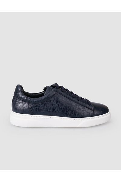Cabani 100% Genuine Leather Navy Blue Lace-Up Men's Sports Shoes