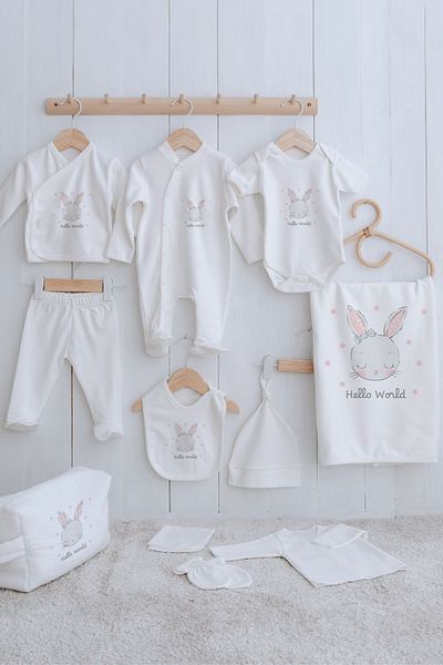 Tuğba Kuğu 11-Piece Organic Hospital Release - Pink Eared Baby Bunny