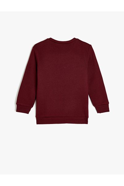 Koton Cotton Raised Crew Neck Long Sleeve Basic Sweatshirt