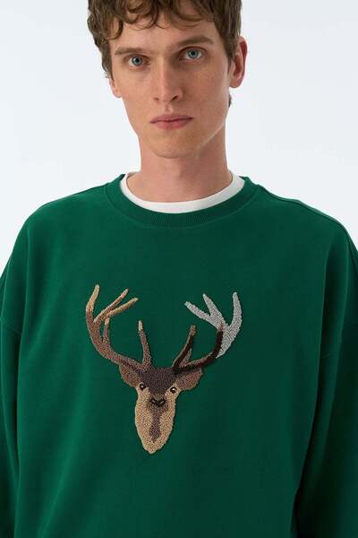 WWF Market Geyik SuperSoft Sweatshirt - Nefti Yeşil