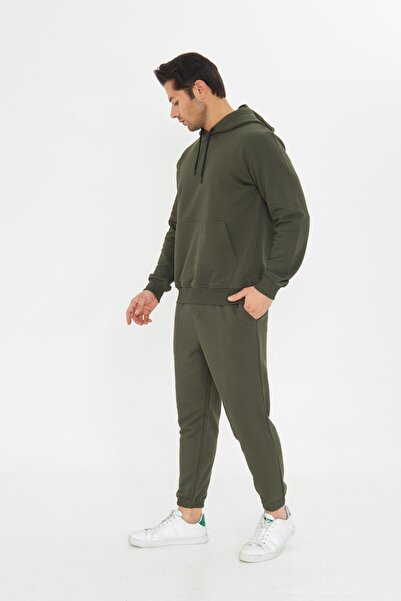 TRENDHİLL Unrival 3 Yarn Cotton Basic Hooded Unisex Tracksuit Set 5737