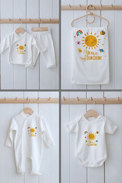 Tuğba Kuğu Pack of 11 Organic Hospital Outlets - Laughing Pastel Sun for Baby