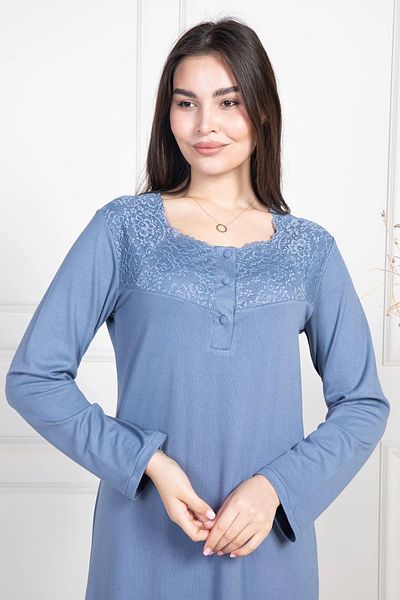 Mecit Pijama ثوب نوم نسائي قطني كبير الحجم بأكمام طويلة وياقة بأزرار