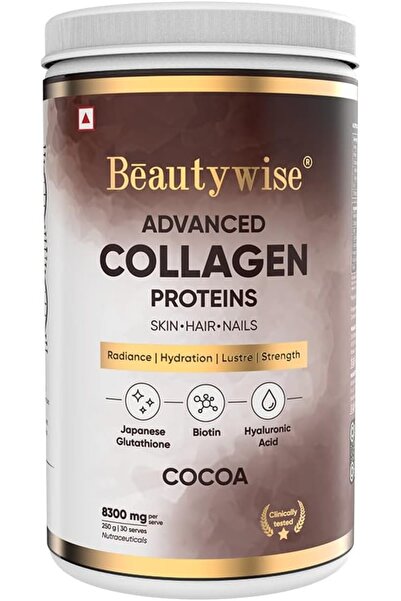 Beautywise مسحوق بروتين الكولاجين البحري المتقدم مع حمض الهيالورونيك (الكاكاو...