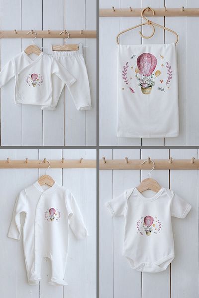 Tuğba Kuğu Organic 11-Piece Hospital Release - for Baby - Elephant in a Pink Balloon