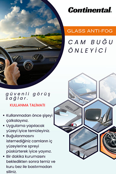 Continental Glass Anti-Fog Cam Buğu Önleyici 250 ml