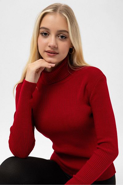 ŞİMAL Pulover de damă din tricot cu gât roscat 245397   -