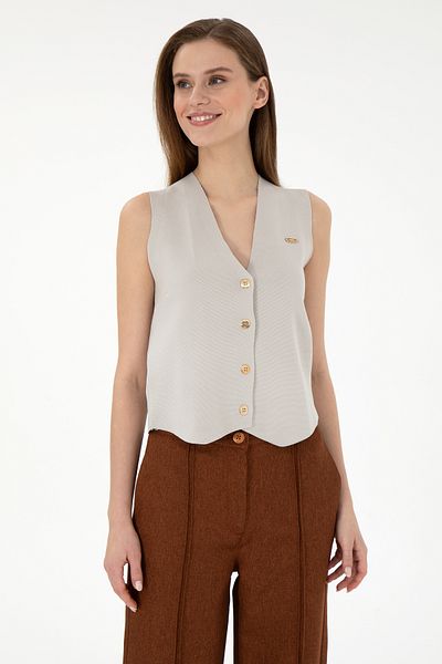 U.S. Polo Assn. Women's Stone Knitwear Vest 50294141 -Vr049