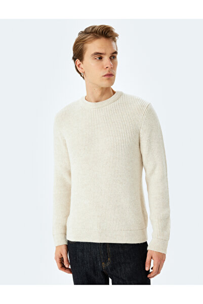 Koton Uzun Kollu Bisiklet Yaka Dokulu Triko Kazak