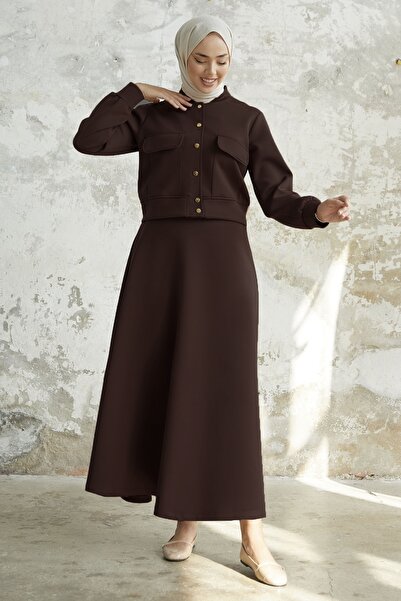 InStyle Коричневий гідрокостюм Mileya Bitter зі спідницею з накладною кишенею