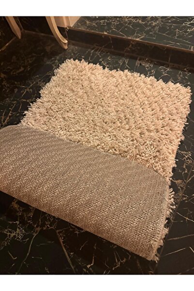Halımax Cream Shaggy Set of 2 Bath Mat - 40X60Cm and 60X100Cm Mat