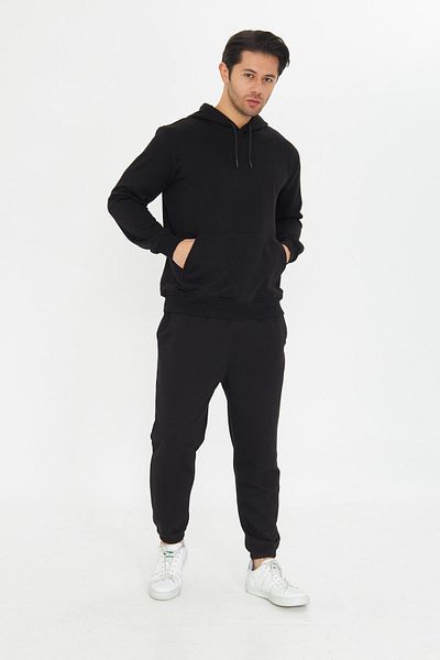 TRENDHİLL Unrival 3 Yarn Cotton Basic Hooded Unisex Tracksuit Set 5737