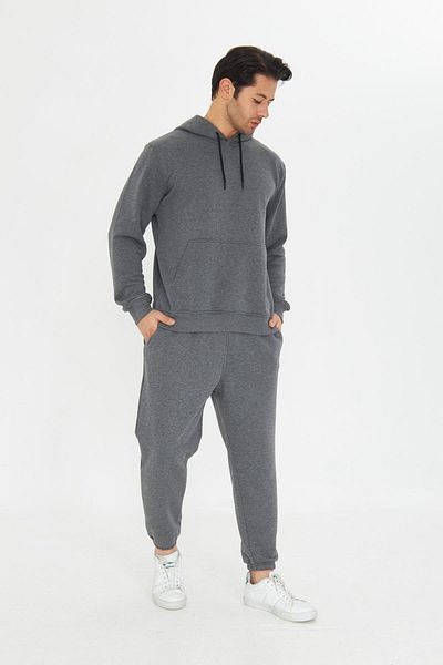 TRENDHİLL Unrival 3 Yarn Cotton Basic Hooded Unisex Tracksuit Set 5737