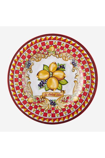 CHIARA ALESSI Capri Red Melamine Breakfast Plate 21.5 cm