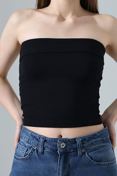 Endies Soft Touch Strapless Madonna Collar Blouse - 21922 Black