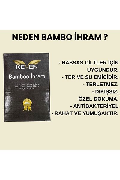 evla Premium Bambo Ihram Set, Bamboo Ihram and 5 Piece Ihram Umrah Hajj Need Set