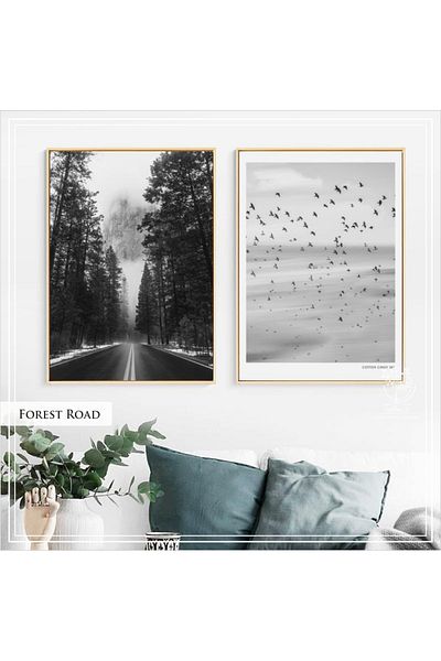 Tablomtr Set de 2 tablă din sticlă reală cu cadru metalic ForestRoad