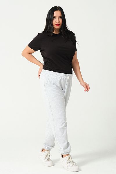 Endies Ελαστικό μαλακό Lycra Oversize χτενισμένο βαμβακερό γυναικείο φούτερ - Plus Size, Elastic Leg 21633BB KAR