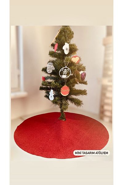 Mini Tasarım Atölyem Christmas Tree Skirt / Drape Red