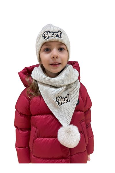 Benittokids Set eșarfă beretă model 7019 - Detaliu text pentru copii