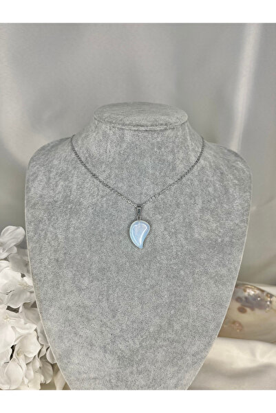 Elifsu Jewelry قلادة القلب المنحني من الحجر الطبيعي