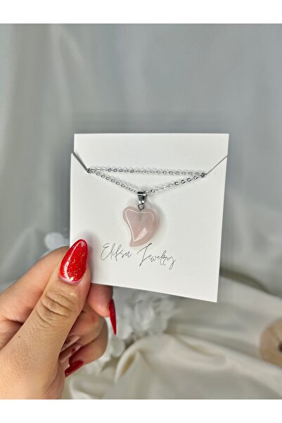Elifsu Jewelry Curved Heart Natural Stone Necklace