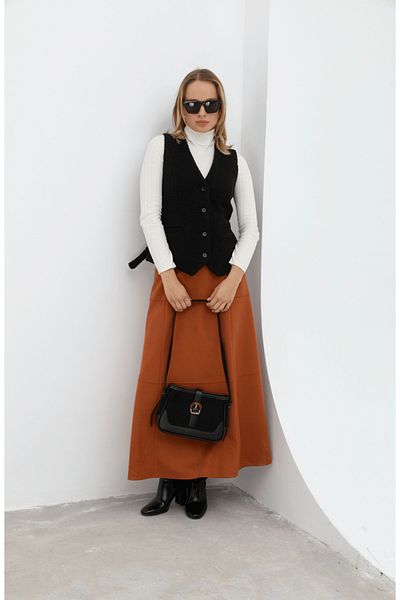 Fatma Atasoy Midi Black Teddy Vest