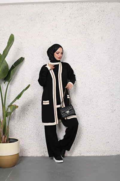 nacar çarşı SET 2 PIESE TRICOȚE PENTRU FEMEI, TUNICĂ CU MODEL SILVĂRAT, CARDIGAN