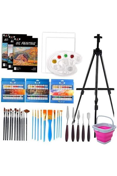 Taimi Art Easel Stand Tripod 108PCS Deluxe Acrylic Painting Set with Paint Brush Palette Aluminum
