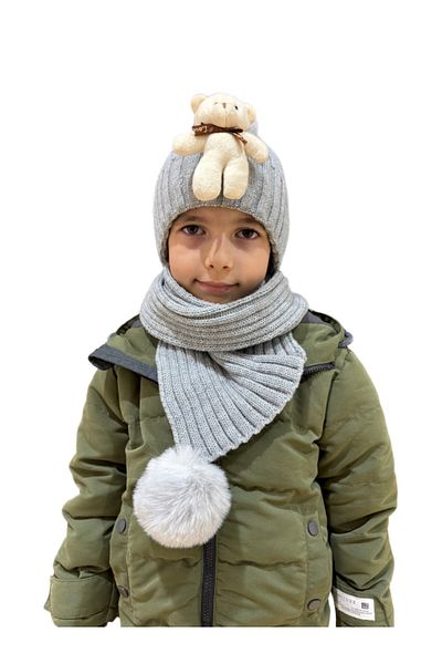 Benittokids Set eșarfă și beretă pentru ursuleț pentru copii 7019