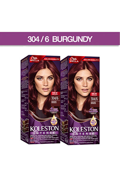 Wella كوليستون إنتنس - لون شعر نابض بالحياة يدوم طويلاً، تغطية كاملة للشعر الرمادي - 304/6 برغندي × 2