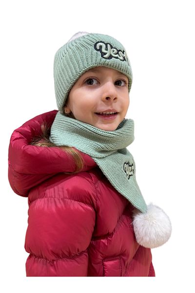 Benittokids 7019 Model Beret Scarf Set - Children's Text Detailed