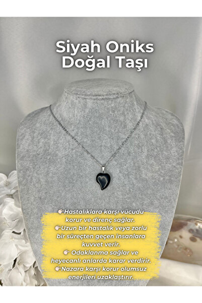 Elifsu Jewelry Curved Heart Natural Stone Necklace