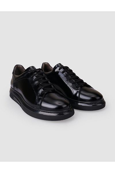 Cabani 100% Genuine Leather Black Lace-Up Men's Sports Shoes