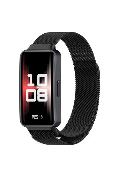 Techmaster Huawei Band 8 Huawei Band 9 Uyumlu Metal Hasır Manyetik Kordon Kayış