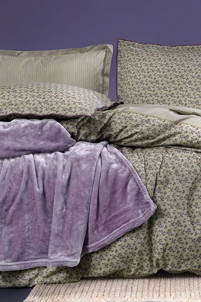 Yataş Abby Single 4 piese cu pătură Wellsoft, husă de pilota din bumbac - violet