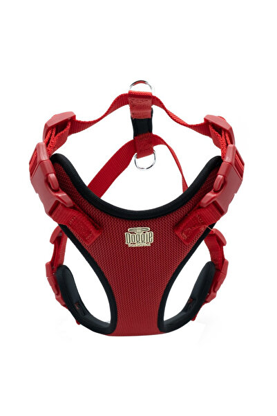Doggie PETLOVEBUTİK Havalı Dokumadan El Yapımı Köpek Göğüs Tasması XL-1,5x70-80cm - RED