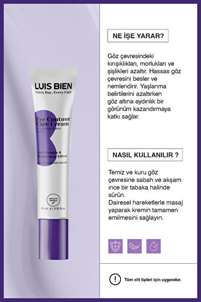 Luis Bien Nemlendirici & Canlandırıcı Göz Çevresi Kremi – Kırışıklık Karşıtı & Yoğun Nem, 15 ml