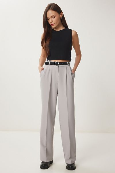Happiness İstanbul Women's Stone Pocket Palazzo Trousers DW00001