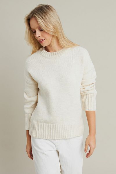 Cool & Modest Ecru Women's Loose Sweater - Myv104