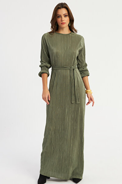 Cool & Modest Γυναικείο μάξι φόρεμα πράσινης πλισέ - MGÇ192