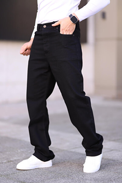 Trendyol Collection Μαύρο 100% βαμβακερό ανδρικό φαρδύ τζιν παντελόνι τζιν TMNAW24JE00027