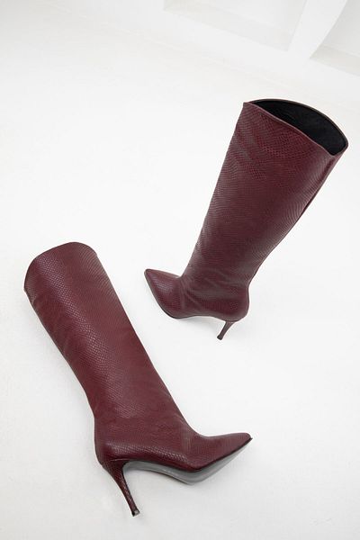 SOHO Cizme de damă din piele naturală Claret Red Snake - 20143