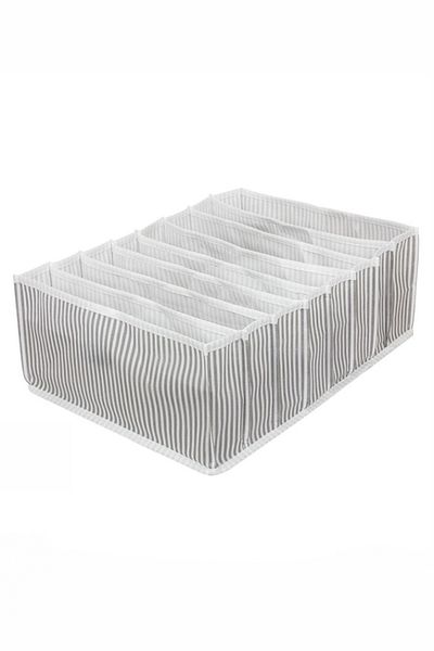 Meleni Home 3 Pieces 8 Compartments Striped Closet Organizer - Multi-Purpose Accordion 30X39X14 cm XL